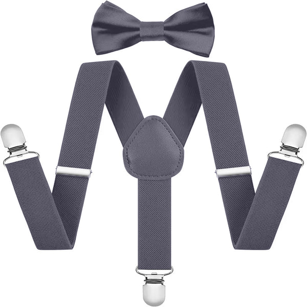 Kids Suspenders With Bow Grey - Sunshine